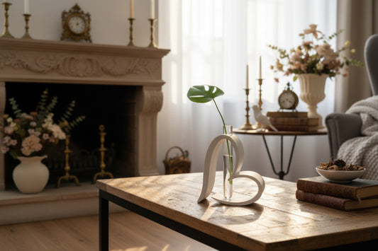 Herz Vase 3D Druck – Moderne Design Vase mit Glasröhrchen – Minimalistische Deko Geschenk Idee