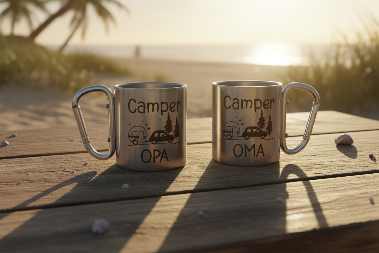 Edelstahlbecher Set Oma + Opa