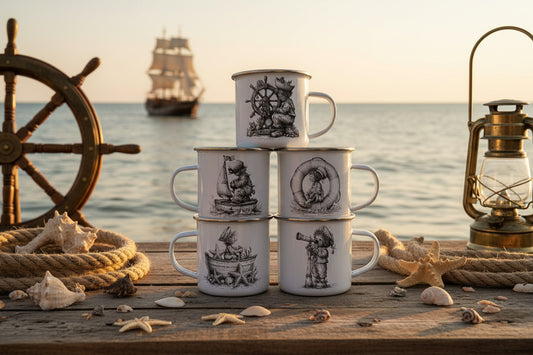 Emaillebecher Maritime Kinder Motive