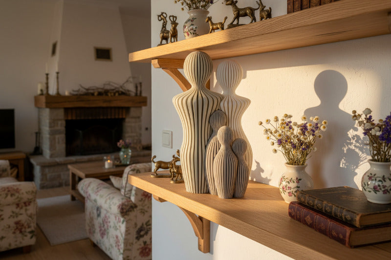 Diese einzigartige 3D-gedruckte Figur ist ein dezenter Blickfang, der natürliche Formen mit moderner Technologie verbindet.Die verspielten Kurven und die fließende Silhouette erinnern an eine abstrakte Skulptur aus einer Galerie für zeitgenössische Kunst.  Hier zusehen mit drei Kindern