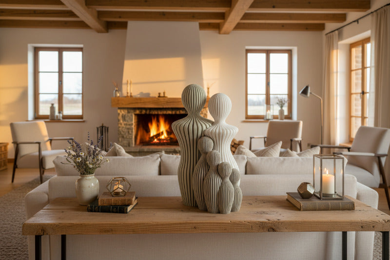 Diese einzigartige 3D-gedruckte Figur ist ein dezenter Blickfang, der natürliche Formen mit moderner Technologie verbindet.Die verspielten Kurven und die fließende Silhouette erinnern an eine abstrakte Skulptur aus einer Galerie für zeitgenössische Kunst.  Hier zusehen mit vier Kindern