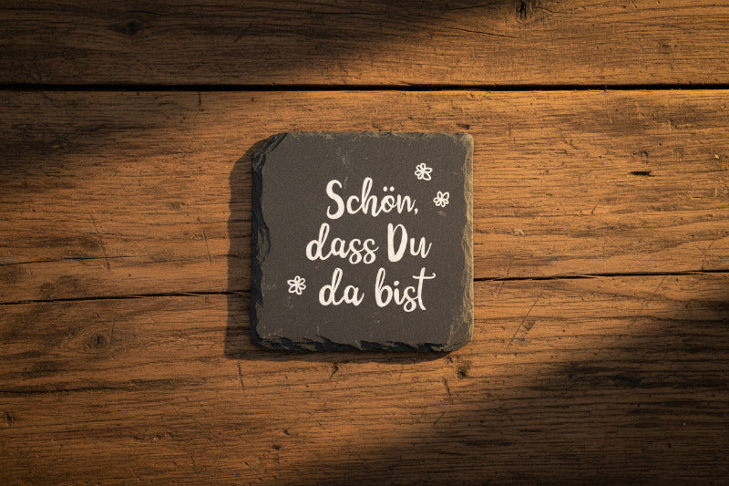 Schieferuntersetzer mit Sprüchen - graviert - Geschenk für Gäste, Familie & Zuhause