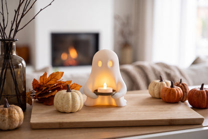 3D gedruckter Geist mit LED-Teelichthalter – Halloween Deko