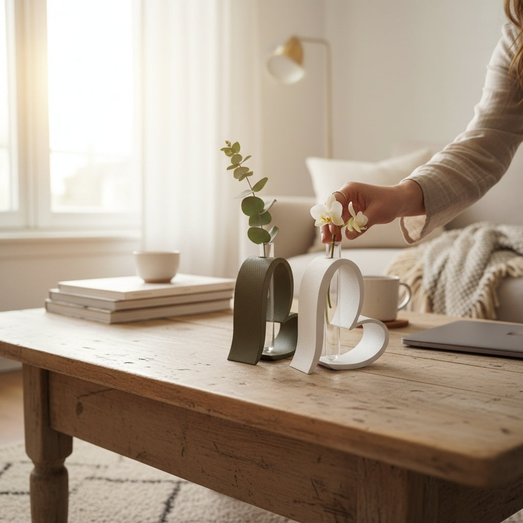 Herz Vase 3D Druck – Moderne Design Vase mit Glasröhrchen – Minimalistische Deko Geschenk Idee