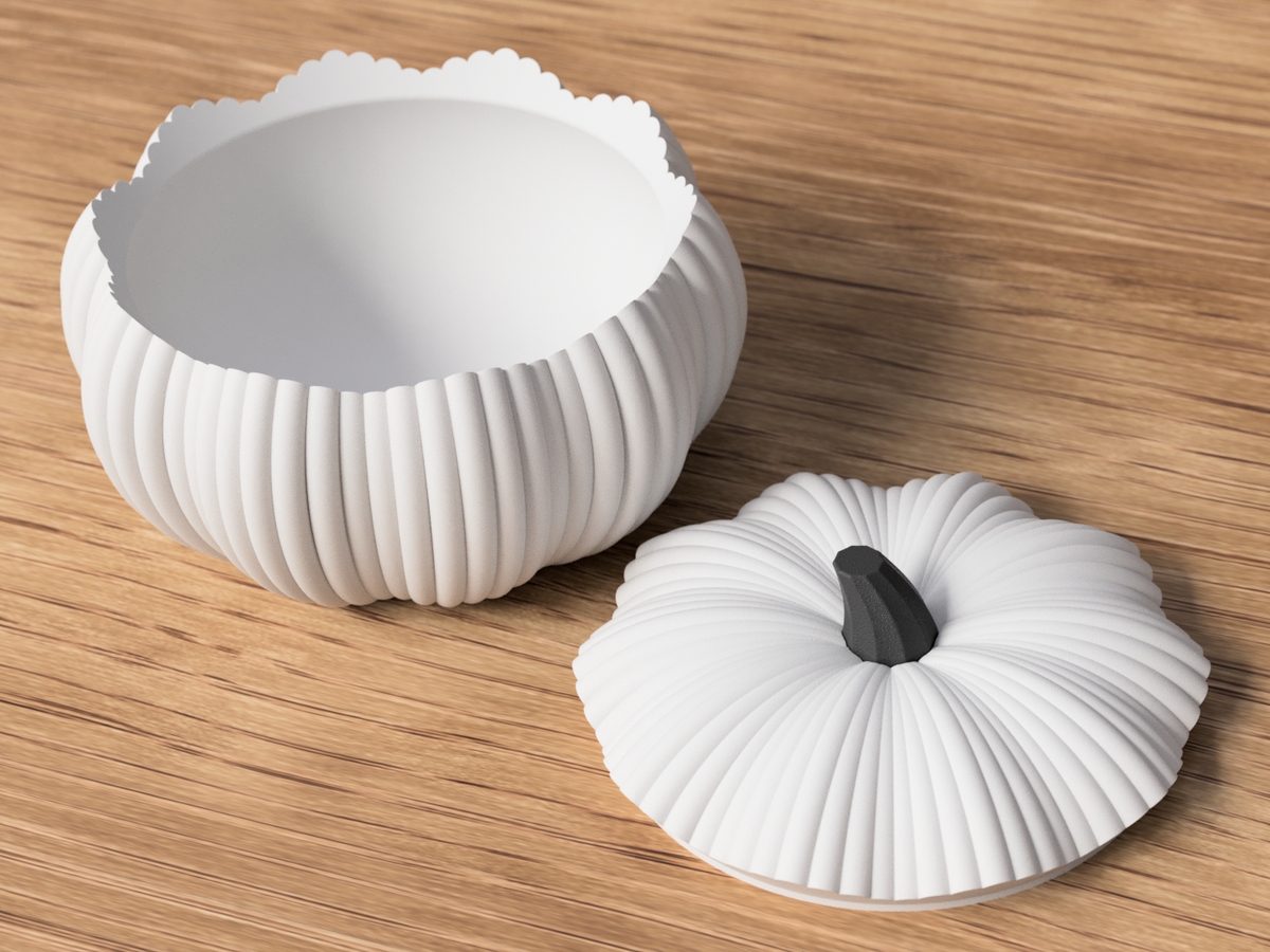 3D gedruckte Kürbisschale mit Deckel – stilvolle Herbst- & Halloween-Deko