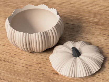 3D gedruckte Kürbisschale mit Deckel – stilvolle Herbst- & Halloween-Deko