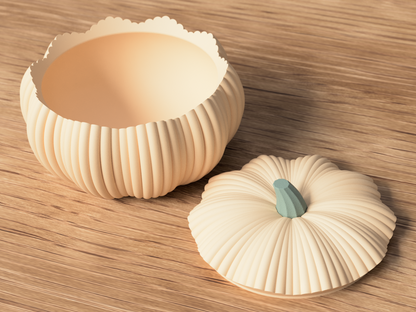 3D gedruckte Kürbisschale mit Deckel – stilvolle Herbst- & Halloween-Deko