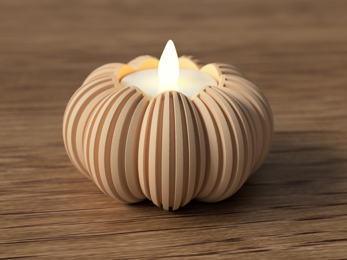 Kürbis Teelichthalter – 3D-gedruckte Herbst- & Halloween Deko