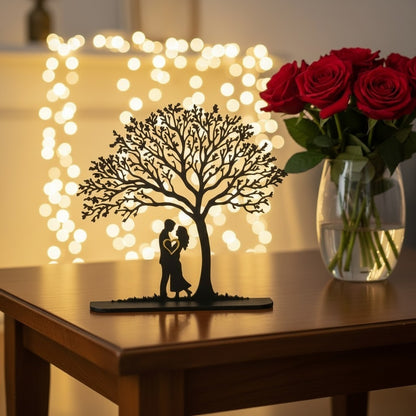 Romantische 3D Liebesbaum Deko – Paar Silhouette Geschenk für Hochzeit, Jahrestag & Valentinstag