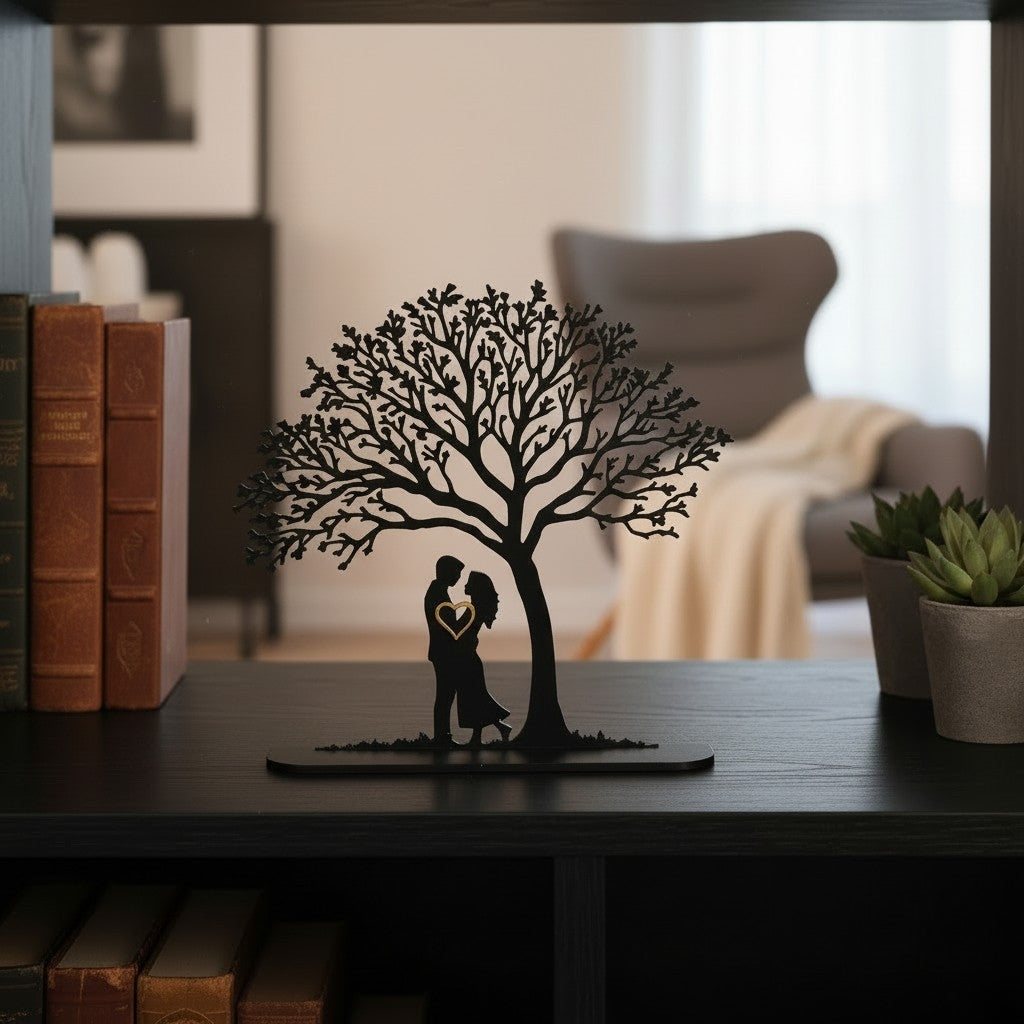Romantische 3D Liebesbaum Deko – Paar Silhouette Geschenk für Hochzeit, Jahrestag & Valentinstag