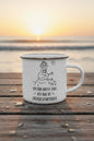 Camping Becher | Emaille Becher 380 ml  | Lustige Bürotasse | Kaffeebecher Büro | Geschenk für Kollegen | Humor Tasse