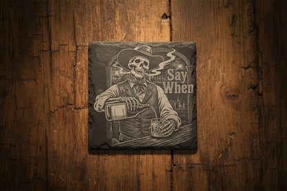 Schiefer Untersetzer Set – Whiskey & Western Design