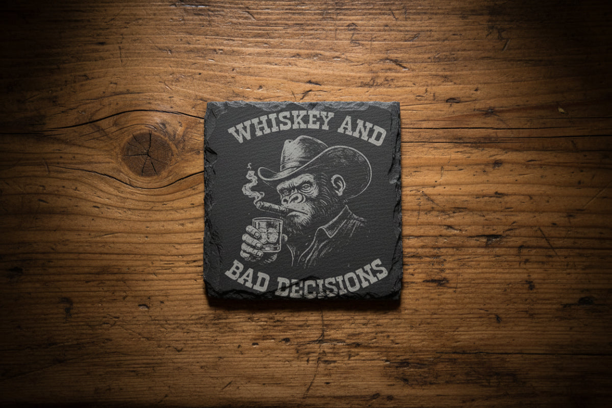 Schiefer Untersetzer Set – Whiskey & Western Design