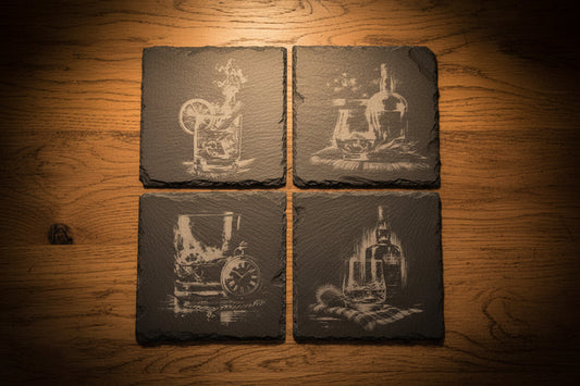 Schiefer Untersetzer Set 4er – Graviert & Handgemacht